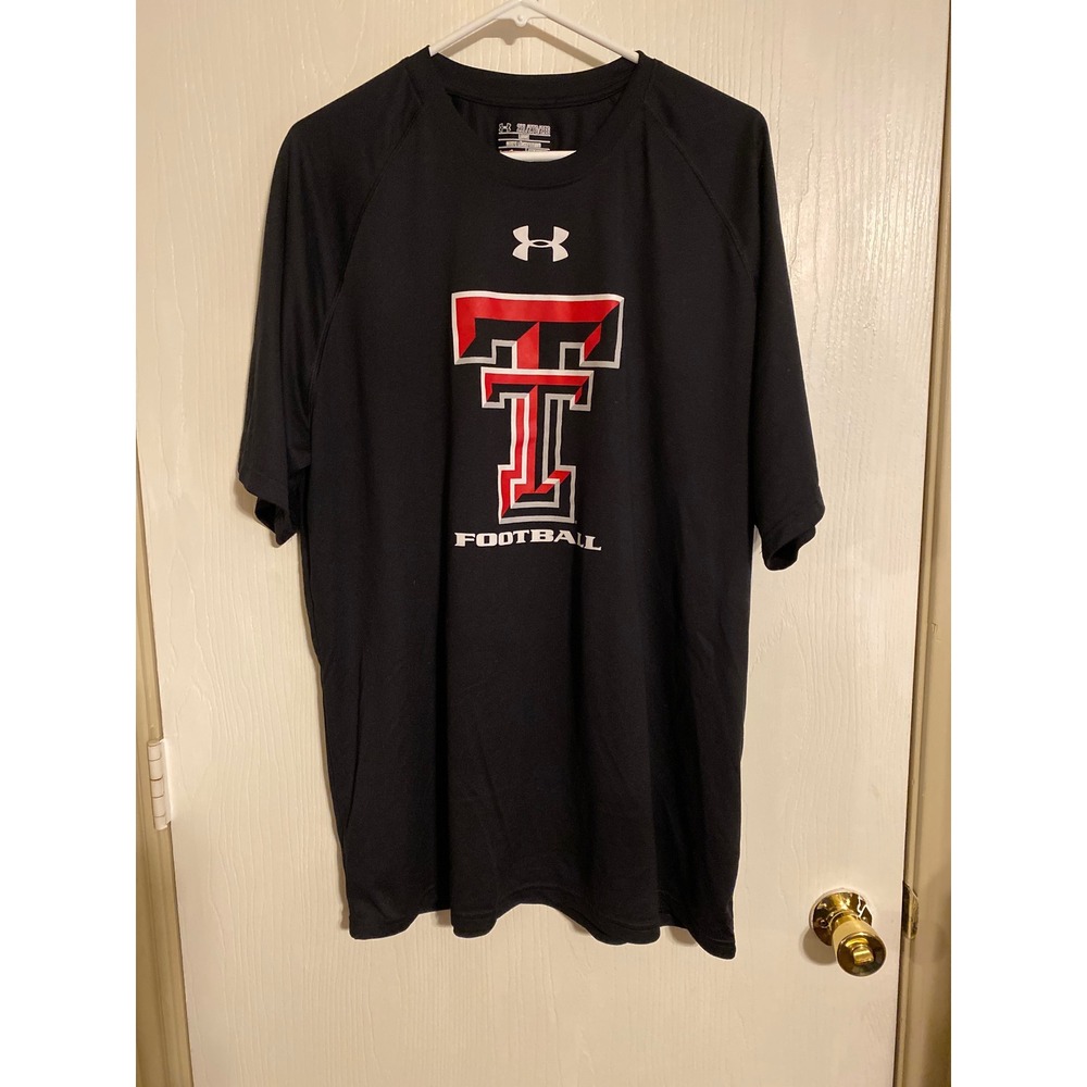 Under Armour Texas Tech Football HeatGear T-Shirt Mens 2XL Black Double T 0509
